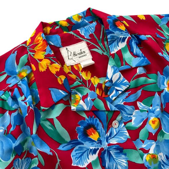 Vintage Haruko Hawaii Floral Hawaiian Button Up Shirt Sleeveless Medium Tropical - Picture 1 of 5